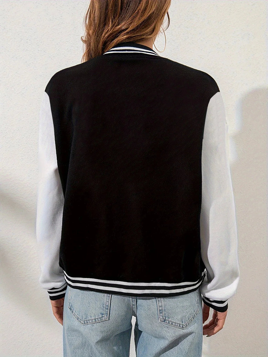 New York “23” Letter Printed Baseball Jacket Women
